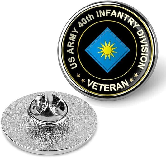 US Army 40th Infantry Division Veteran Tie Suit Shirt Lapel Pin - Silver