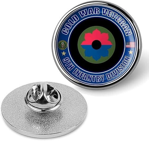 Cold War Veteran 9th Infantry Division Tie Suit Shirt Lapel Pin - Silver