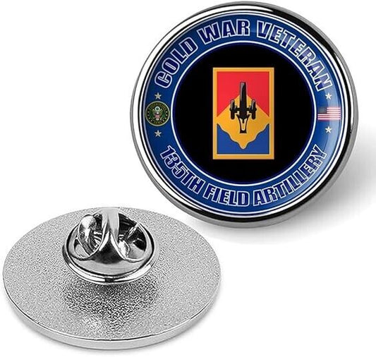Cold War Veteran 135th Field Artillery Tie Suit Shirt Lapel Pin - Silver