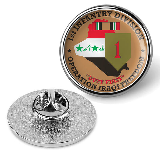 1st Infantry Division Operation Iraqi Freedom Hat Pin Lapel Tie Shirt - Silver
