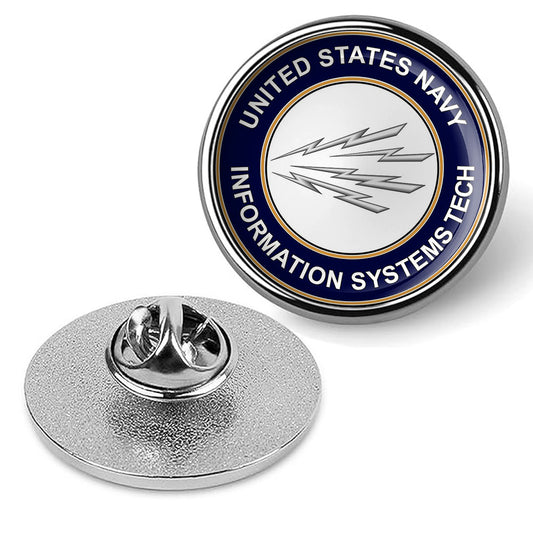 U.S. Navy Information Systems Technician Tie Tac, Hat Pin, Lapel Pin - Silver