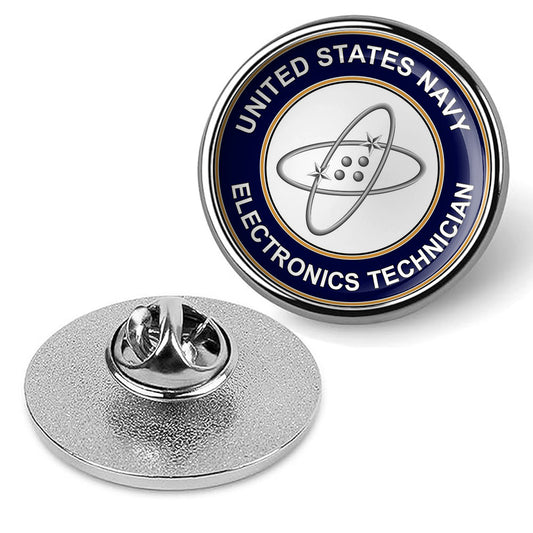 U.S. Navy Electronics Technician Tie Tac, Hat Pin, Badge, Lapel Pin - Silver