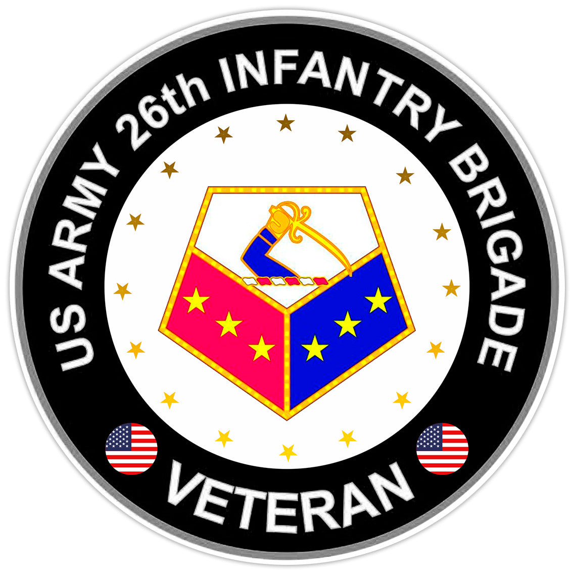US Army 26th Infantry Brigade Veteran Bumper Sticker Military Vinyl Decal 5"