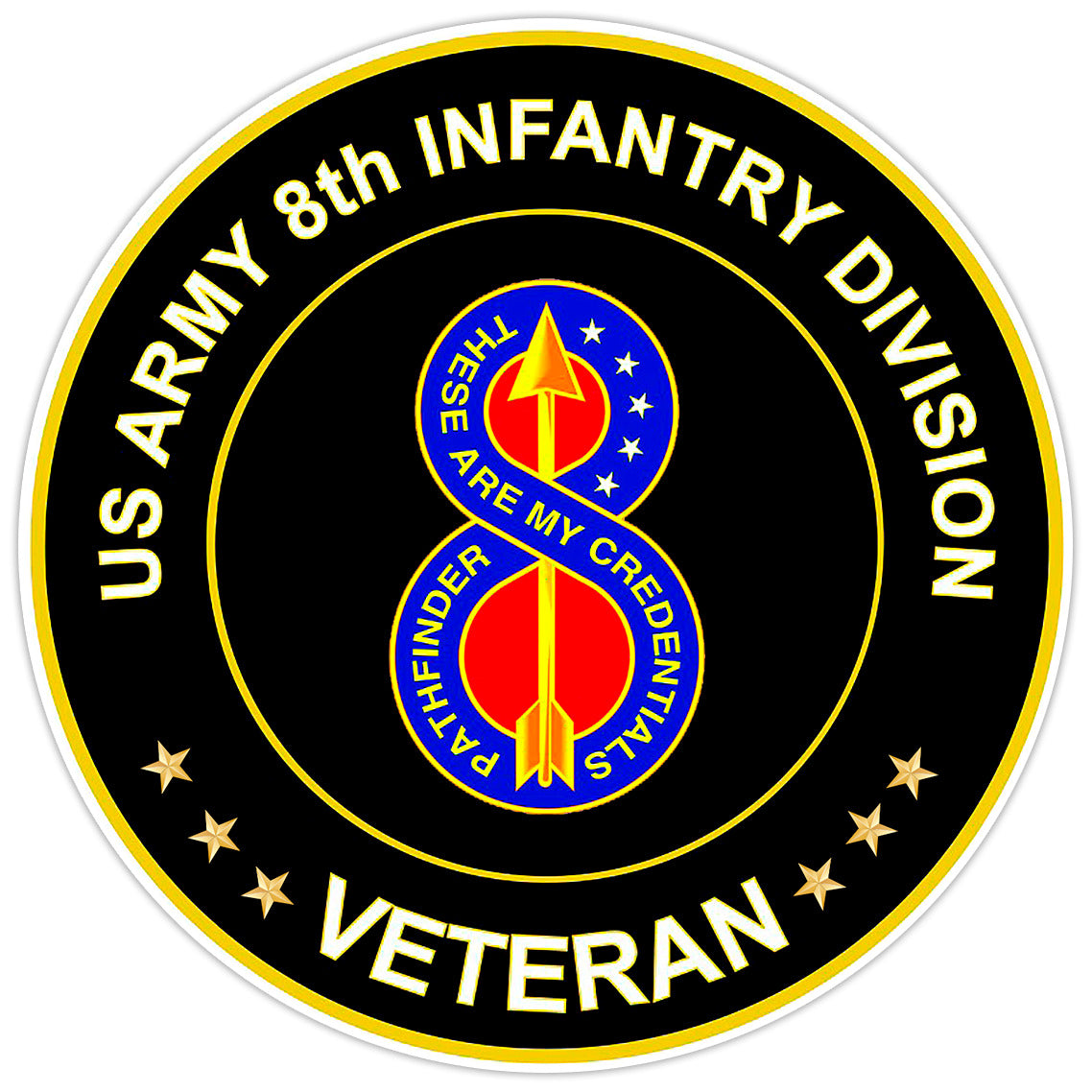 US Army 8th Infantry Division Veteran Bumper Sticker Military Vinyl Decal 5"