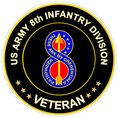 US Army 8th Infantry Division Veteran Bumper Sticker Military Vinyl Decal 5"