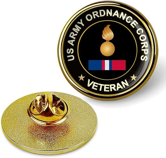 US Army Ordnance Corps Veteran Tie Suit Shirt Lapel Pin - Gold