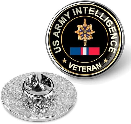 US Army Intelligence Veteran Tie Suit Shirt Lapel Pin - Silver