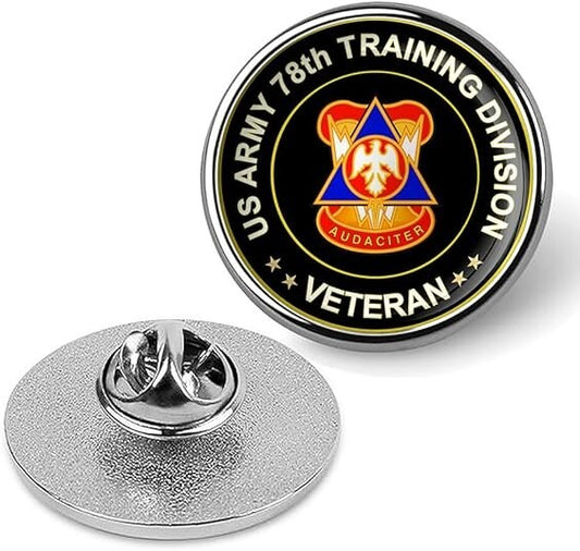 US Army 78th Training Division Veteran Tie Suit Shirt Lapel Pin - Silver