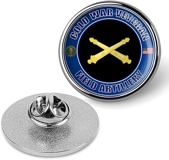 Cold War Veteran Field Artillery Tie Suit Shirt Lapel Pin - Silver