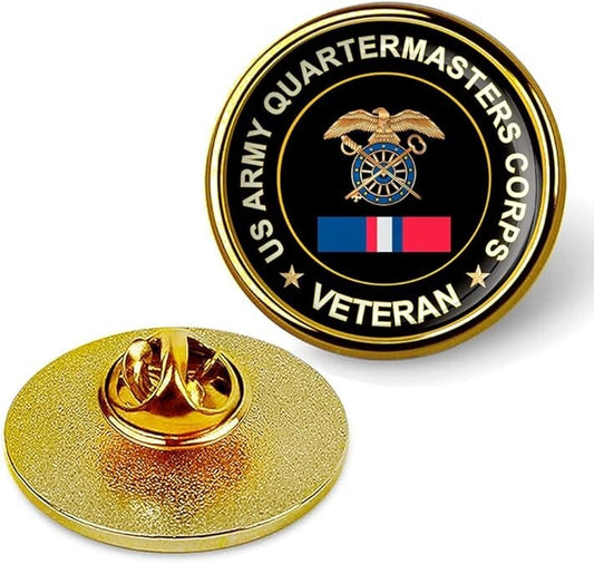 US Army Quartermasters Corps Veteran Tie Suit Shirt Lapel Pin - Gold