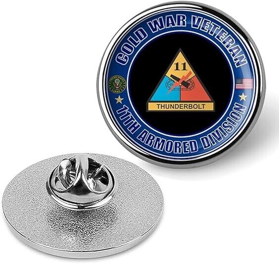 Cold War Veteran 11th Armored Division Tie Suit Shirt Lapel Pin - Silver