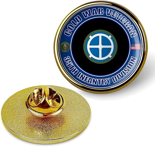 Cold War Veteran 35th Infantry Division Tie Suit Shirt Lapel Pin - Gold