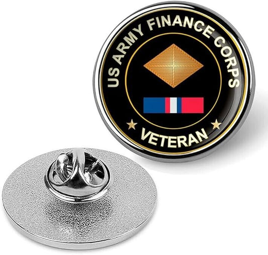 US Army Finance Corps Veteran Tie Suit Shirt Lapel Pin - Silver