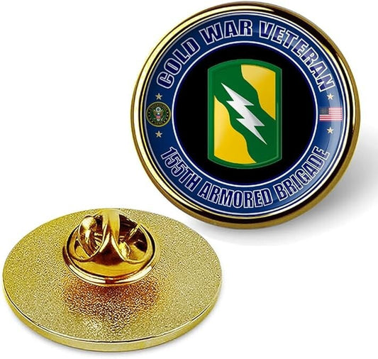Cold War Veteran 155th Armored Brigade Tie Suit Shirt Lapel Pin - Gold