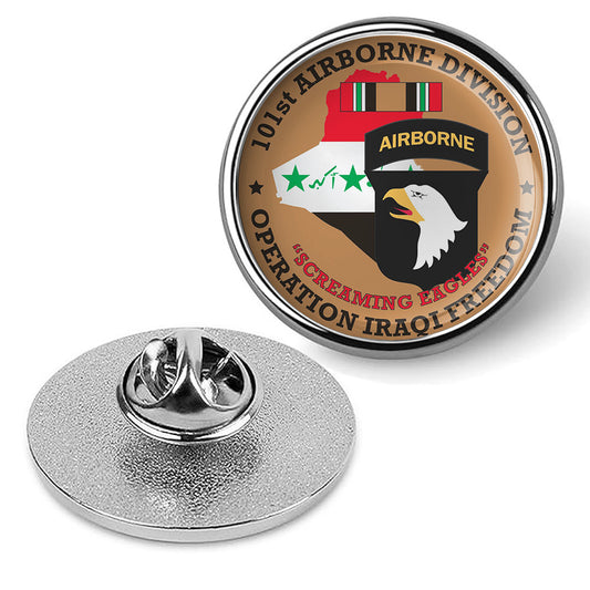 101st Airborne Division Operation Iraqi Freedom Pin Lapel Tie Suit Shirt -Silver