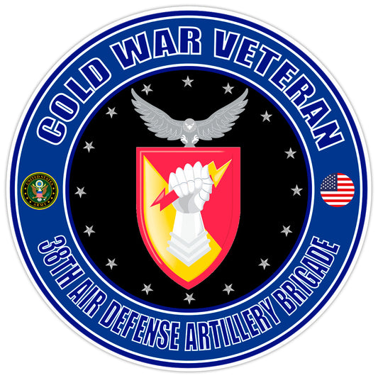 Cold War Veteran 38th Air Defense Artillery Brigade Bumper Sticker Decal 5"