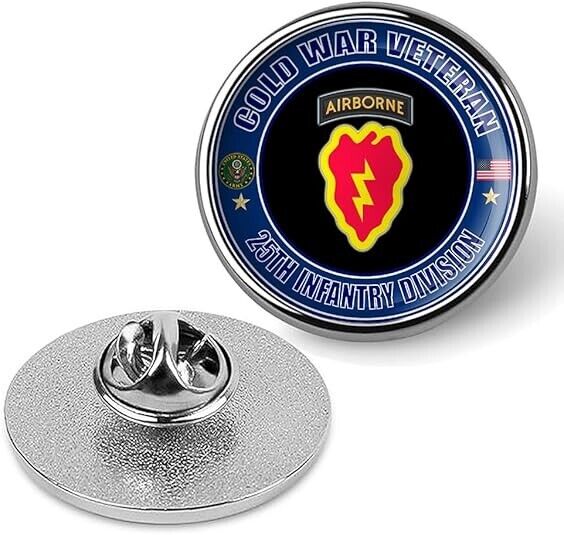 Cold War Veteran 25th Infantry Division Tie Suit Shirt Lapel Pin - Silver