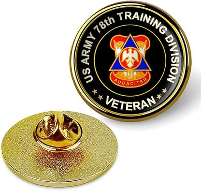 US Army 78th Training Division Veteran Tie Suit Shirt Lapel Pin - Gold