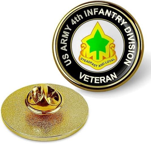 U.S. Army 4th Infantry Division Veteran Lapel Pin Tie Suit Shirt Lapel Pin-Gold