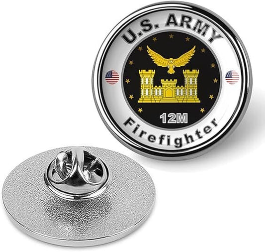 United States Army Firefighter Tie Suit Shirt Lapel Pin - Silver