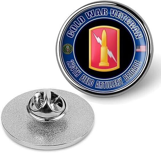 Cold War Veteran 224th Field Artillery Brigade Tie Suit Shirt Lapel Pin - Silver