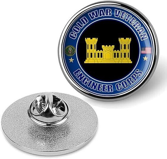 Cold War Veteran Engineer Corps Tie Suit Shirt Lapel Pin - Silver