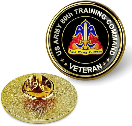 US Army 80th Training Command Veteran Tie Suit Shirt Lapel Pin - Gold