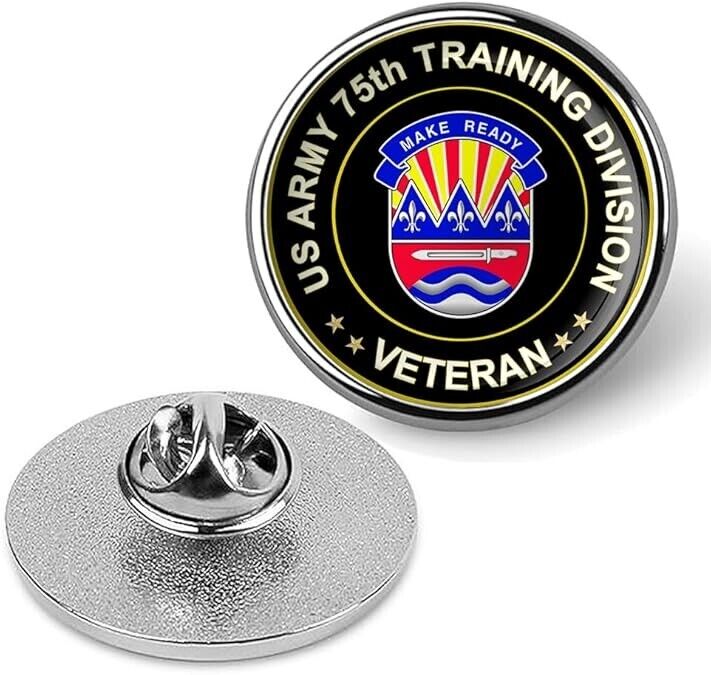 US Army 75th Training Division Veteran Tie Suit Shirt Lapel Pin - Silver
