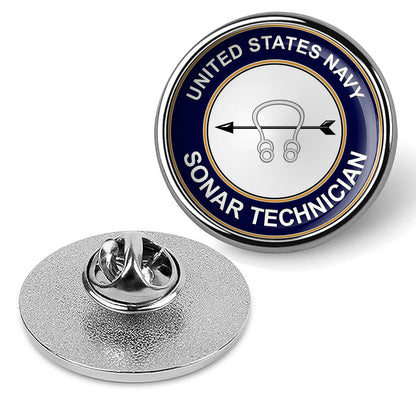 U.S. Navy Sonar Technician Tie Tac, Hat Pin, Military Emblem Lapel Pin - Silver