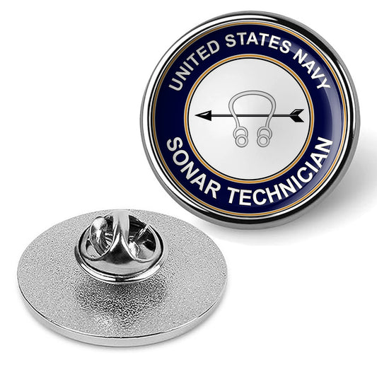 U.S. Navy Sonar Technician Tie Tac, Hat Pin, Military Emblem Lapel Pin - Silver