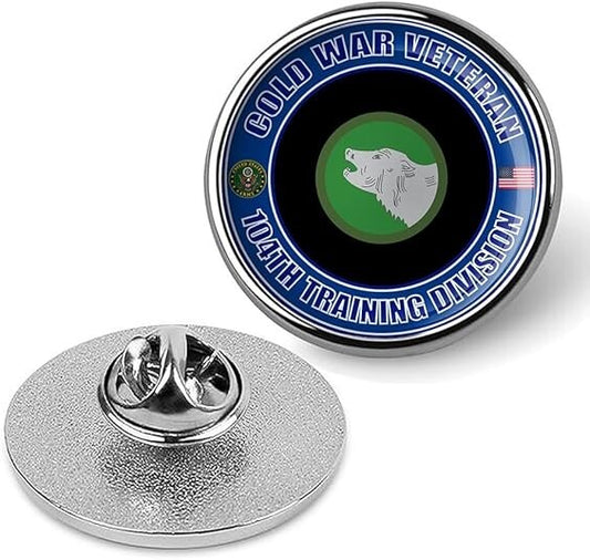 Cold War Veteran 104th Training Division Tie Suit Shirt Lapel Pin - Silver