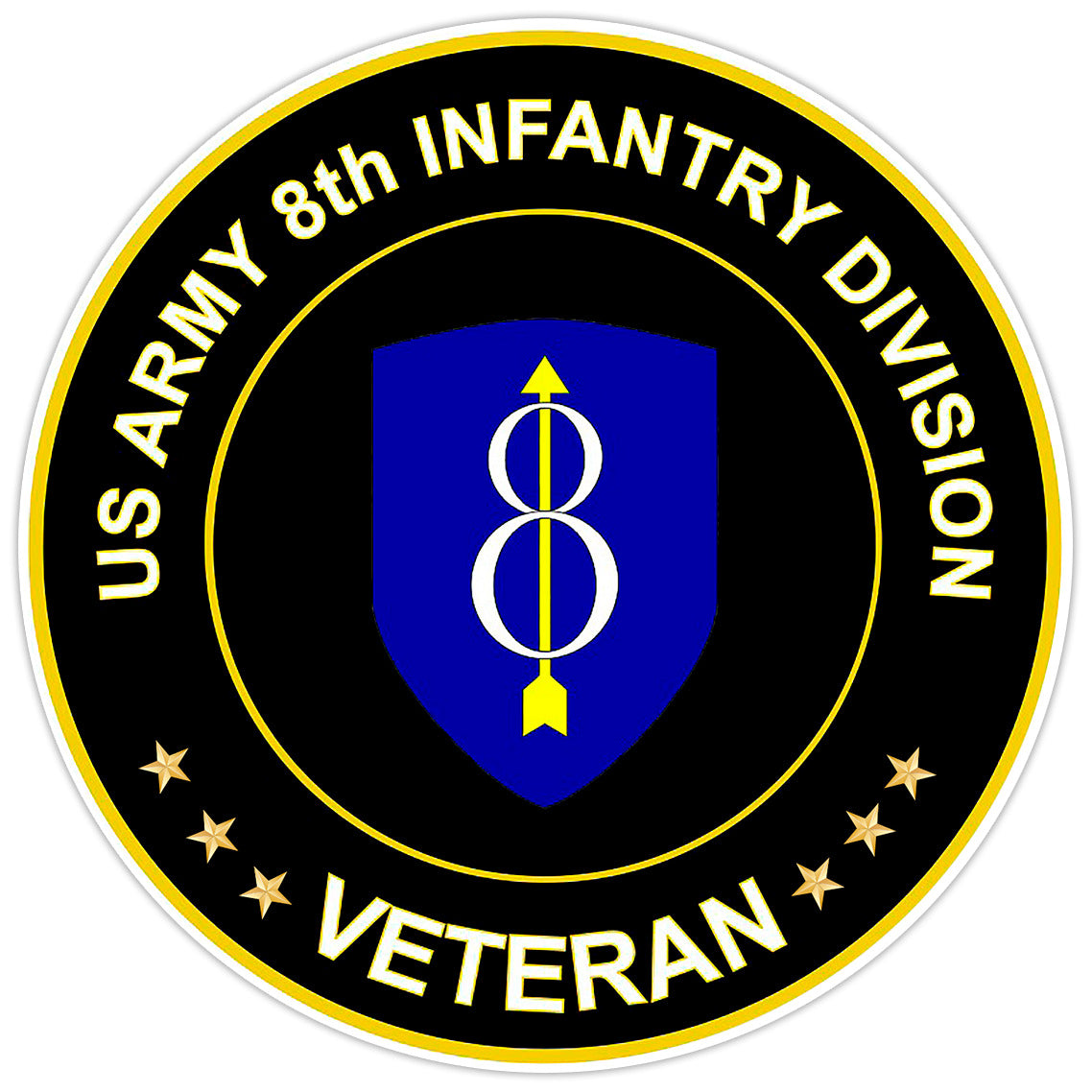 US Army 8th Infantry Division Veteran Bumper Sticker Military Vinyl Decal 5"