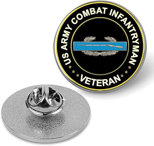 US Army Combat Infantryman Veteran Lapel Pin Veteran Tie Suit Shirt Pin-Silver