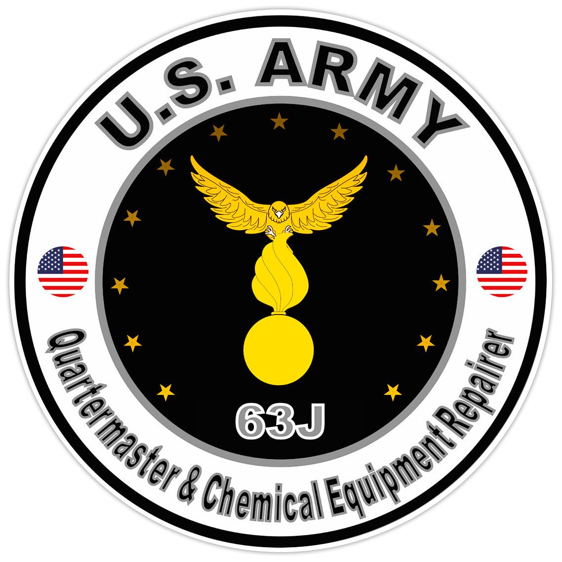 US Army Quartermaster & Chemical Equipment Repairer Bumper Sticker Decal 5"