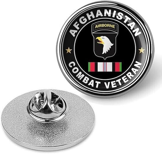 Afghanistan Combat Veteran Tie Suit Shirt Lapel Pin - Silver