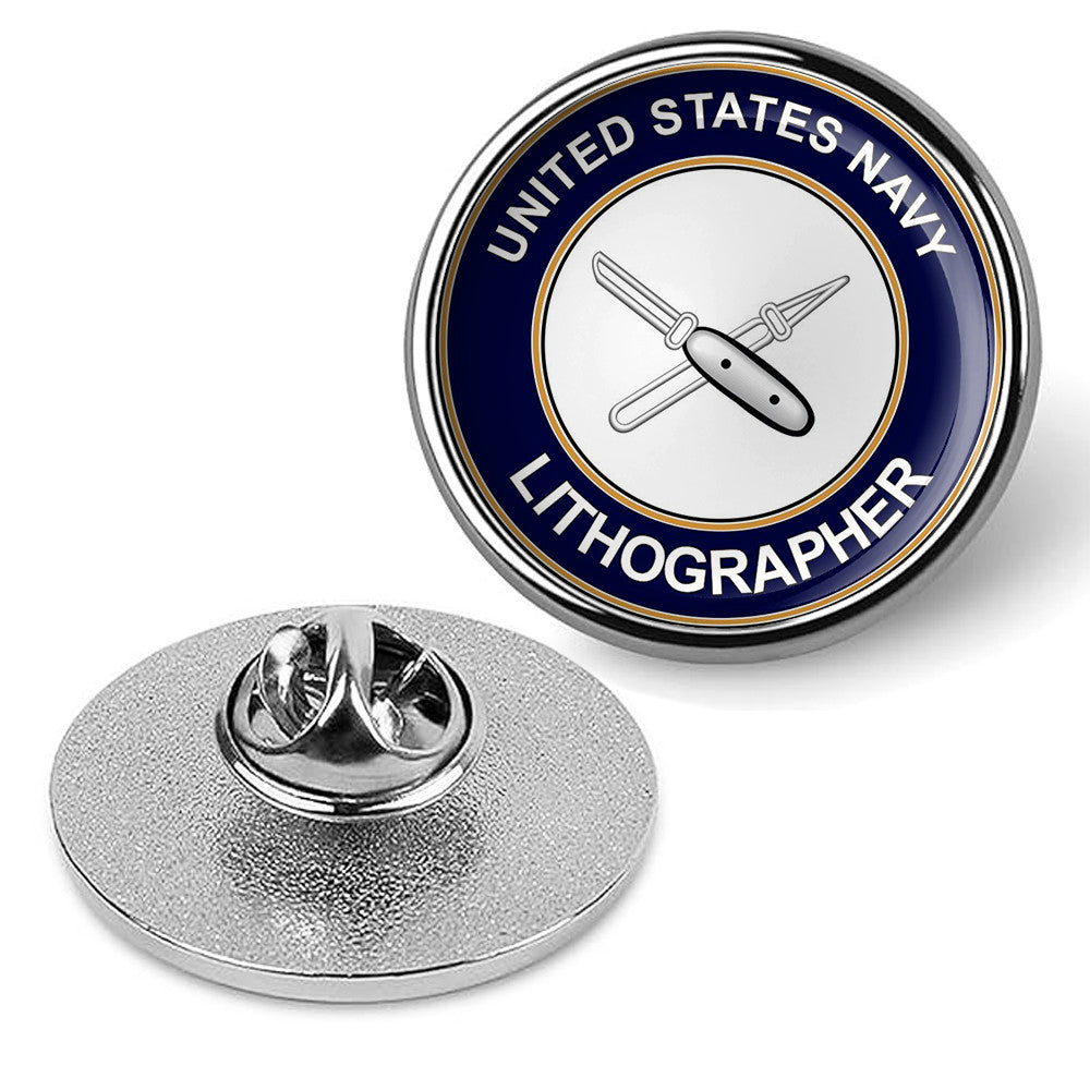 U.S. Navy Lithographer LI Tie Tac, Hat Pin, Military Emblem, Lapel Pin -Silver