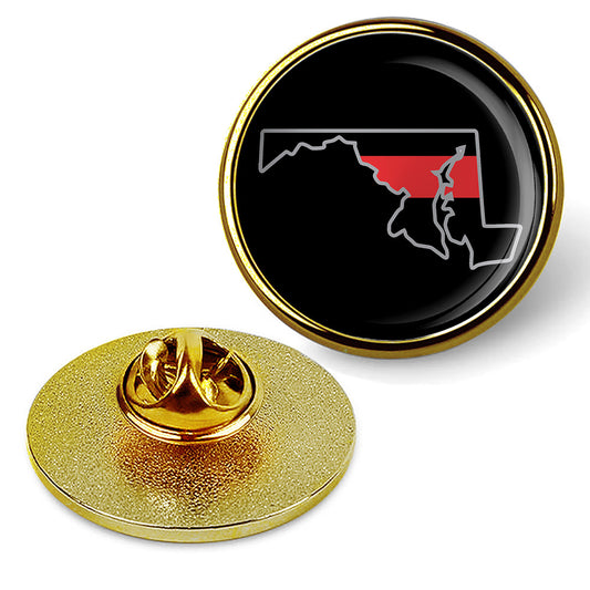 First Responder Thin Red Line Massachusetts Firefighter Brooches & Pins - Gold