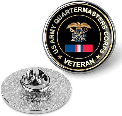 US Army Quartermasters Corps Veteran Tie Suit Shirt Lapel Pin - Silver