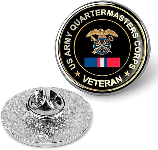 US Army Quartermasters Corps Veteran Tie Suit Shirt Lapel Pin - Silver