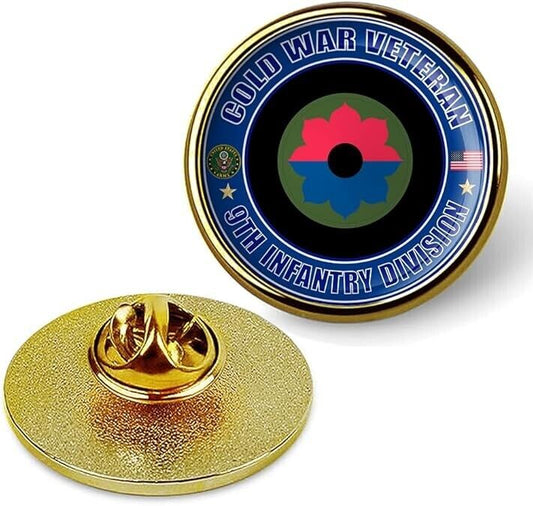 Cold War Veteran 9th Infantry Division Tie Suit Shirt Lapel Pin - Gold