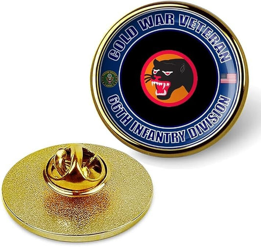 Cold War Veteran 66th Infantry Division Tie Suit Shirt Lapel Pin - Gold