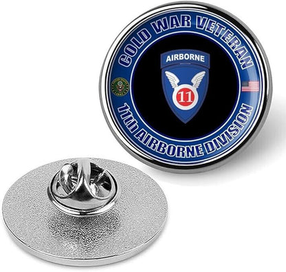 Cold War Veteran 11th Airborne Division Tie Suit Shirt Lapel Pin - Silver