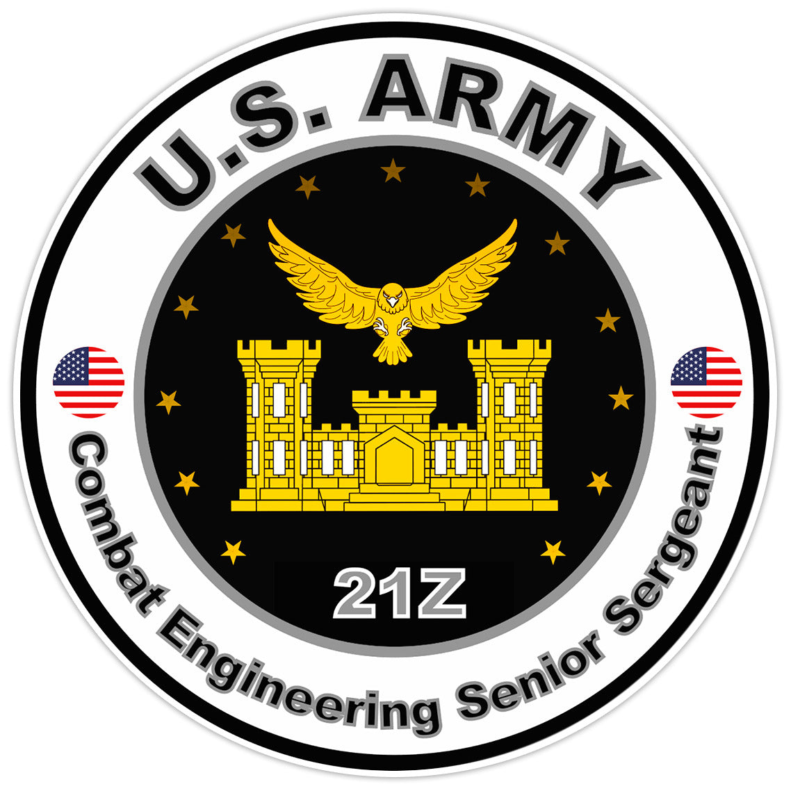 US Army Combat Engineering Senior Sergeant Bumper Sticker Military Decal 5"