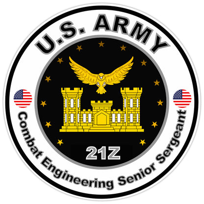 US Army Combat Engineering Senior Sergeant Bumper Sticker Military Decal 5"