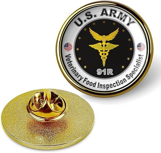 US Army Veterinary Food Inspection Specialist Tie Shirt Lapel Pin - Gold