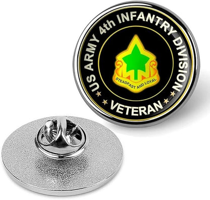 US Army 4th Infantry Division Veteran Tie Suit Shirt Lapel Pin - Silver