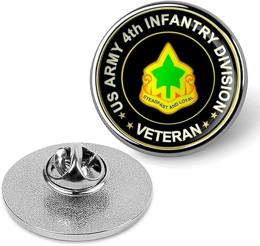 US Army 4th Infantry Division Veteran Tie Suit Shirt Lapel Pin - Silver