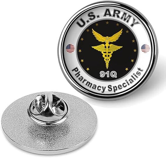 United States Army Pharmacy Specialist Tie Suit Shirt Lapel Pin - Silver