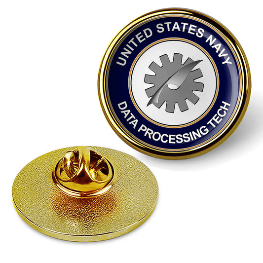 U.S. Navy Data Processing Tech Tie Tac, Hat Pin, Badge, Lapel Pin - Gold