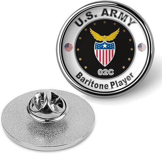 United States Army Baritone Player Tie Suit Shirt Lapel Pin - Silver